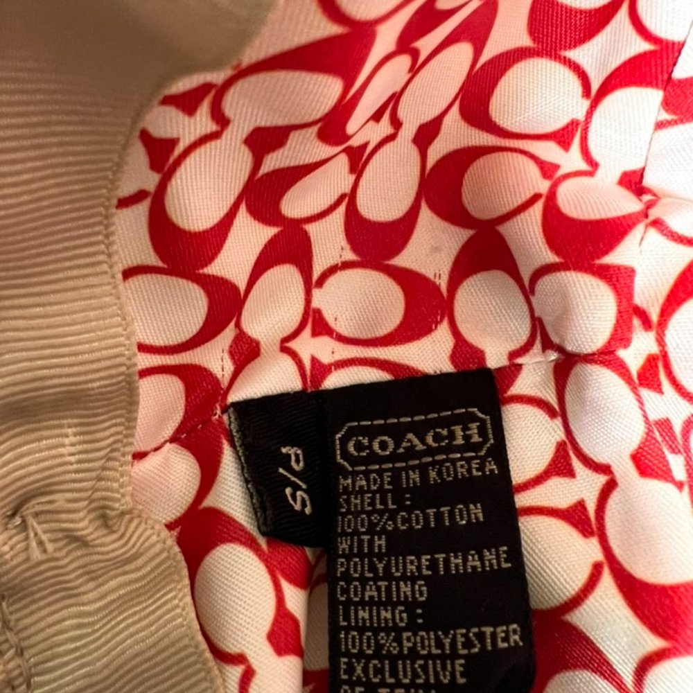 Khaki Coach Bucket Hat with leather trim and red silk lining - Picture 7 of 7